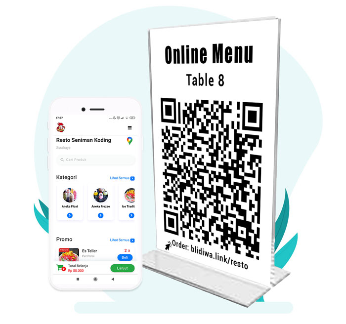 BliDiWA eMenu & Self-Ordering System, Menu Digital, katalog Online, Menu Scan QR Code